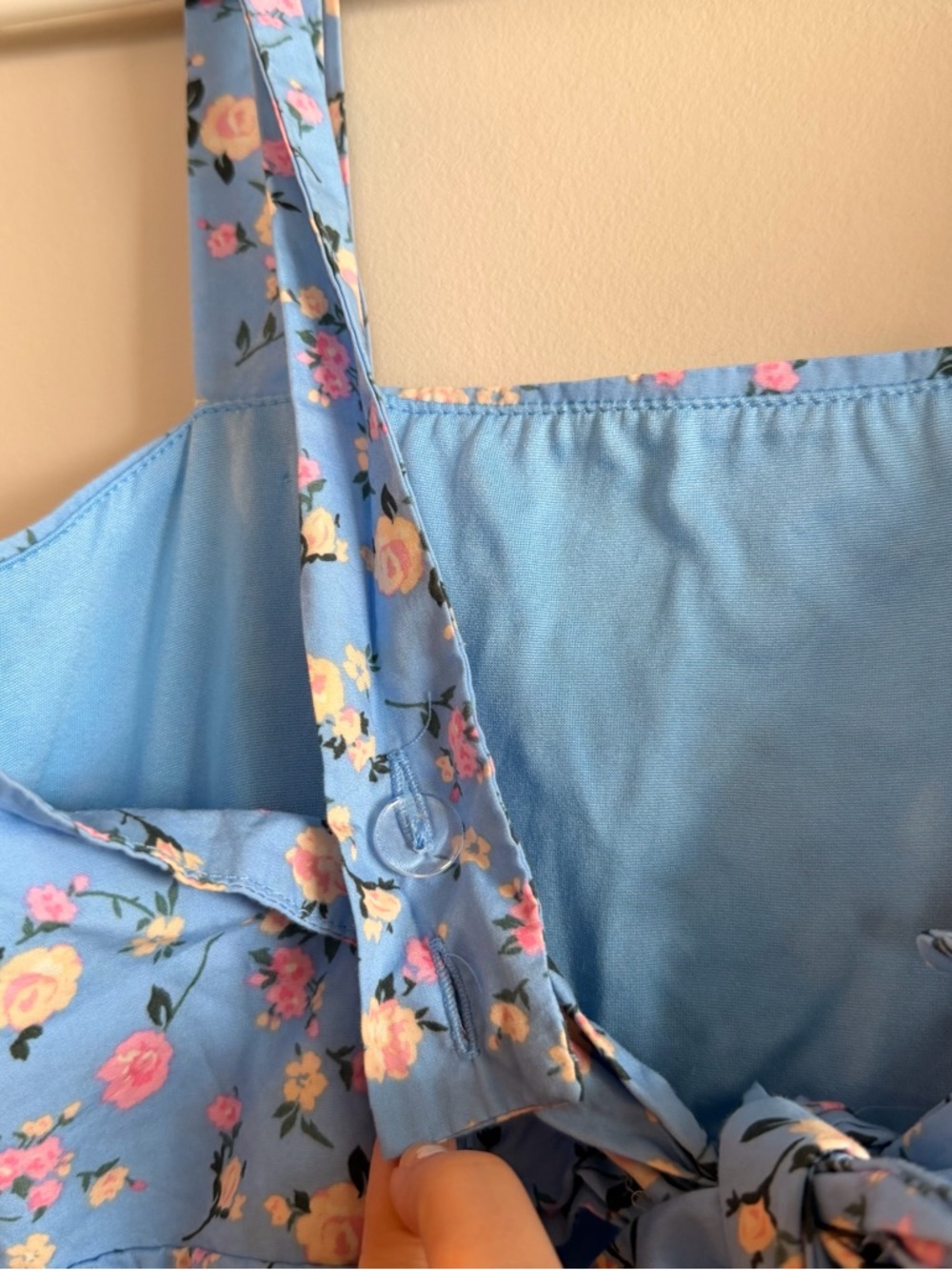Anthropologie Blu Pepper Blue Preppy Floral A-Line Tie Back Cotton Sun Dress S - Picture 7 of 9